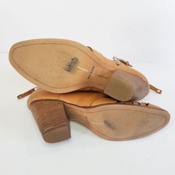 Dolce Vita Anthropologie Tan Brown Leather Helsa Caged Buckle Ankle Bootie 6.5 - Picture 11 of 12